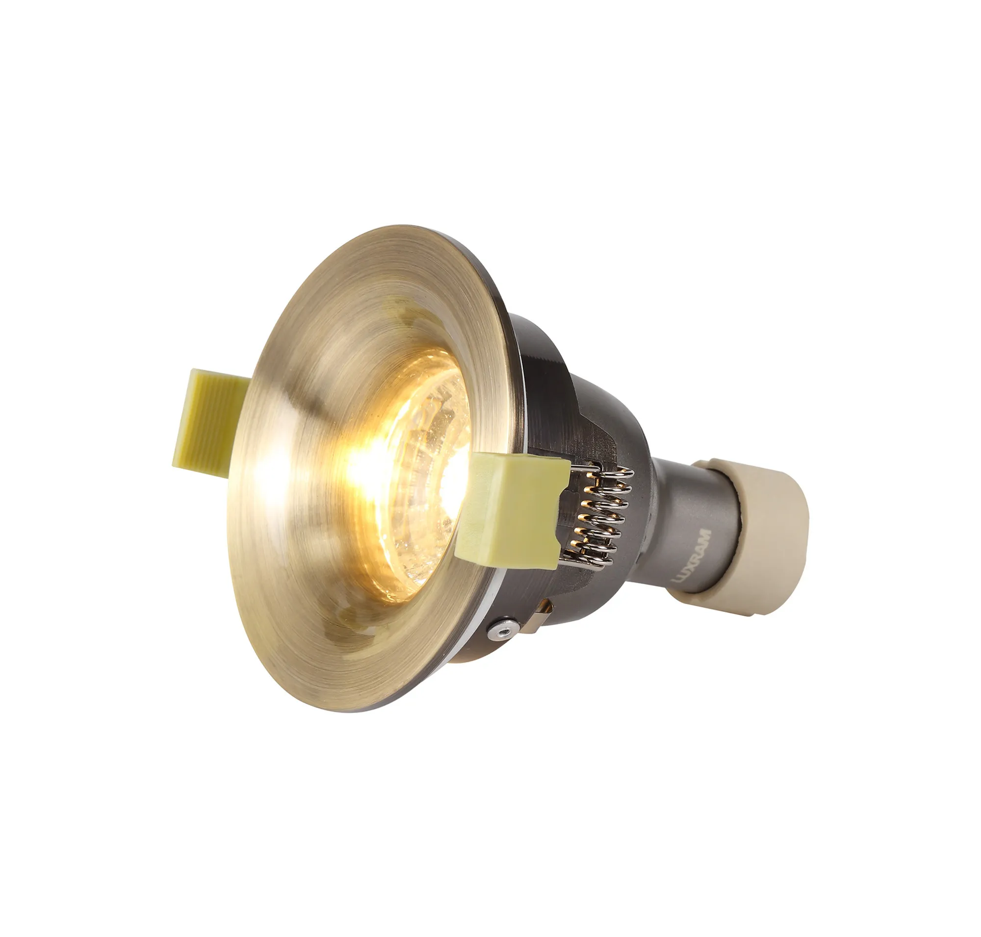 Bruve GU10 Recessed Round Antique Brass IP65 Downlighter, Cut-Out 68mm DX200404  Dlux Bruve IP65